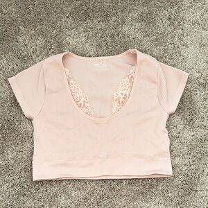 AERIE SUPERCHILL SEAMLESS RIBBED LACE TOP